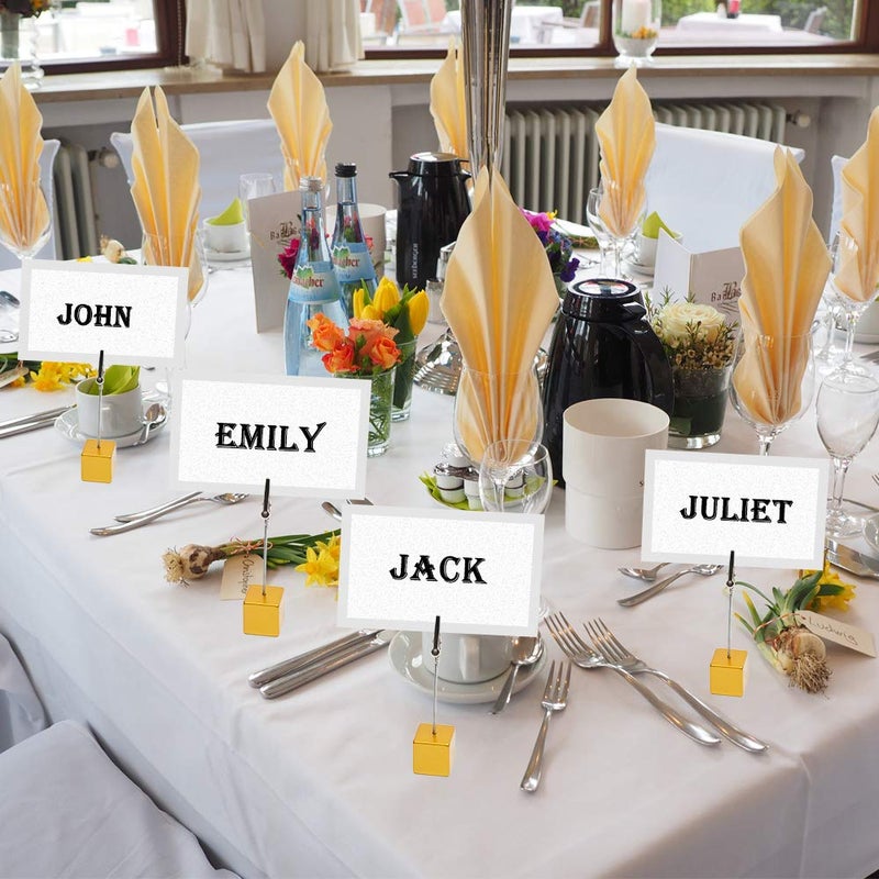 senover 10pcs Table Number Holder Name Place Card Holder Memo Clip Holder Stand Note Holder Pictures Card Paper Menu Clip (Gold) - Image 4